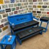 Custom Blue GMC Bench,Stool & Side Table