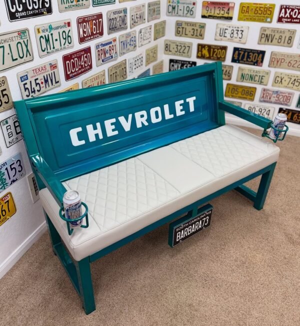 Custom Teal Chevrolet Bench