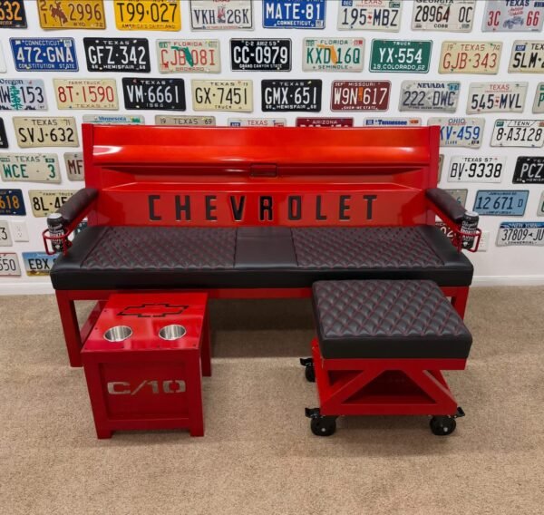 Custom Red & Black Chevrolet Bench / Table / Stool