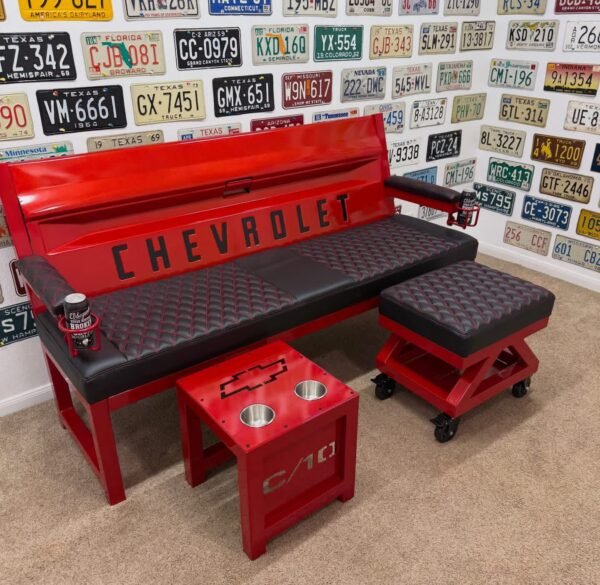 Custom Red & Black Chevrolet Bench / Table / Stool