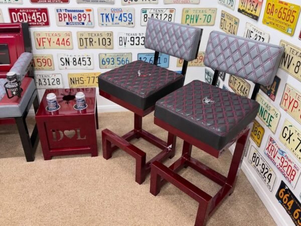 Custom Red Chevrolet Furniture Set – Bench, Stools, Console & Tables