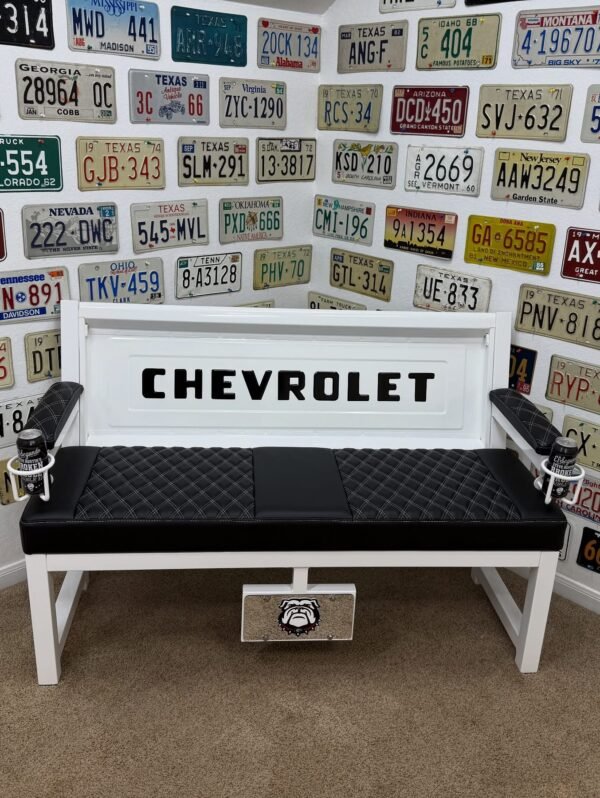 Custom White & Black Chevrolet Bench