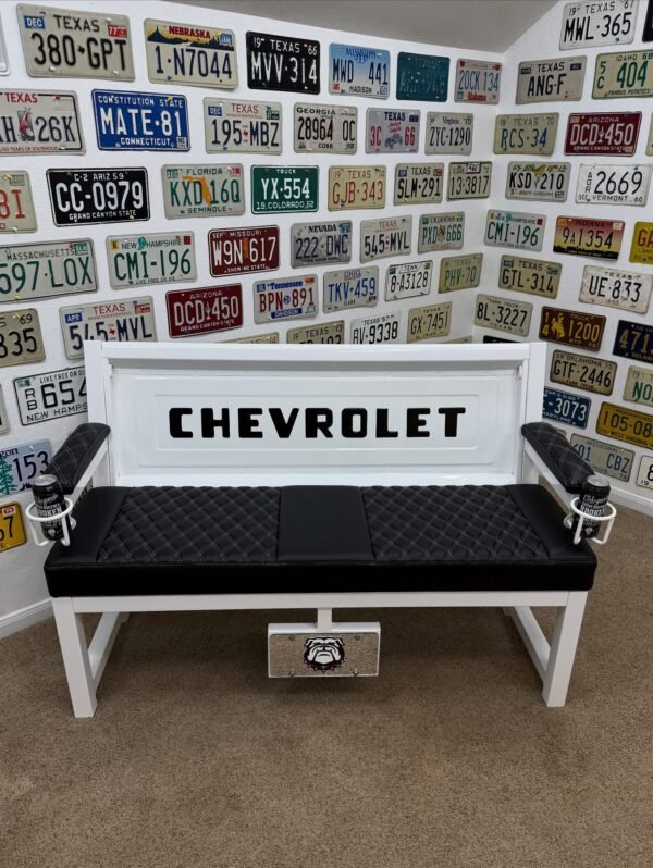 Custom White & Black Chevrolet Bench
