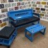 Custom Blue & Black Chevrolet Bench / Stool / Table