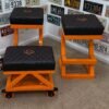Custom Orange & Black Harley Davidson Bench & Stools