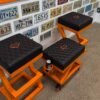 Custom Orange & Black Harley Davidson Bench & Stools