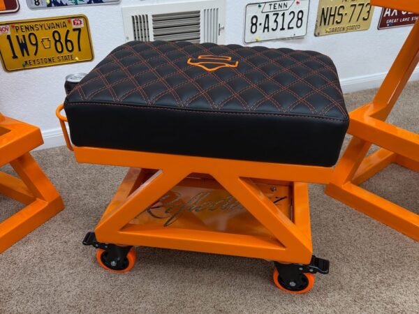 Custom Orange & Black Harley Davidson Bench & Stools