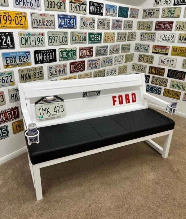 Custom White & Black Ford Bench