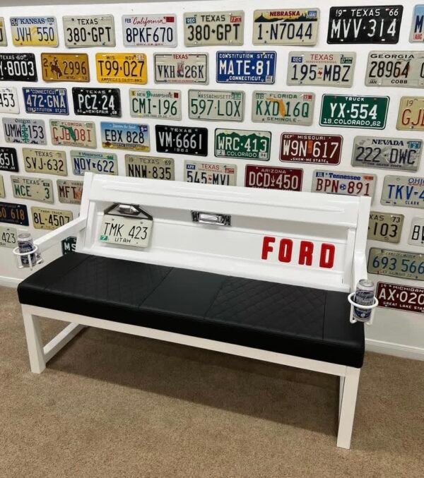Custom White & Black Ford Bench