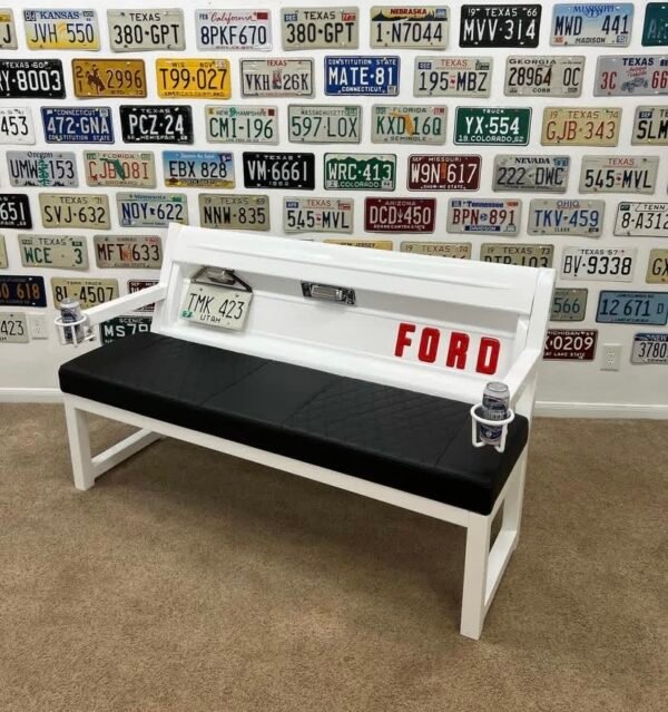 Custom White & Black Ford Bench