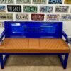 Custom Dodge Blue & Brown Bench