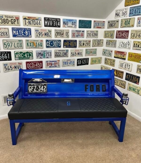 Custom Blue & Black Ford Bench
