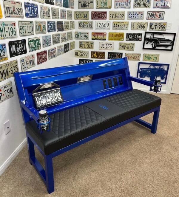 Custom Blue & Black Ford Bench