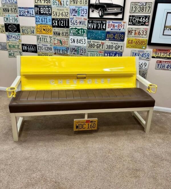 Custom Chevrolet Yellow/Brown & White Bench