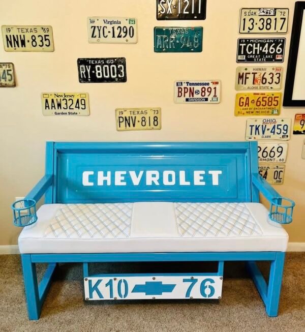 Custom Chevrolet Blue & White Bench