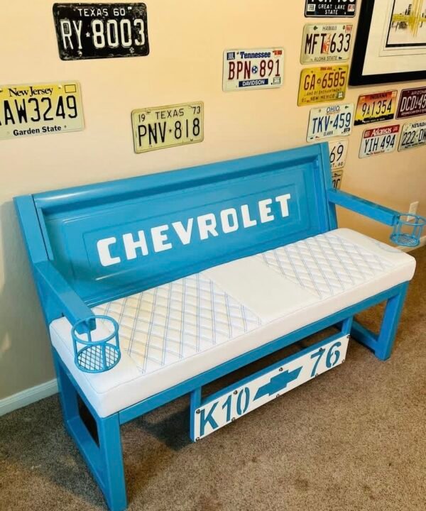 Custom Chevrolet Blue & White Bench
