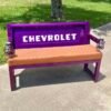 Custom Chevrolet Purple / White & Brown Bench