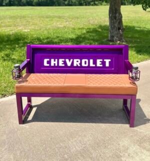 Custom Chevrolet Purple / White & Brown Bench