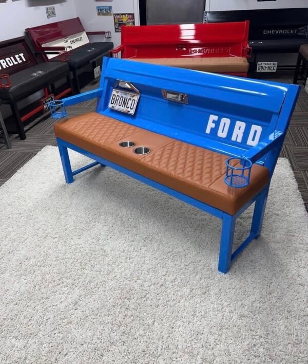 Custom Blue & Brown Ford Bronco  Bench