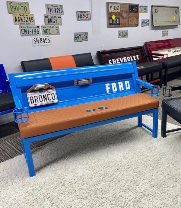 Custom Blue & Brown Ford Bronco  Bench