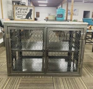 Custom Steel Table with Storage Cabinet