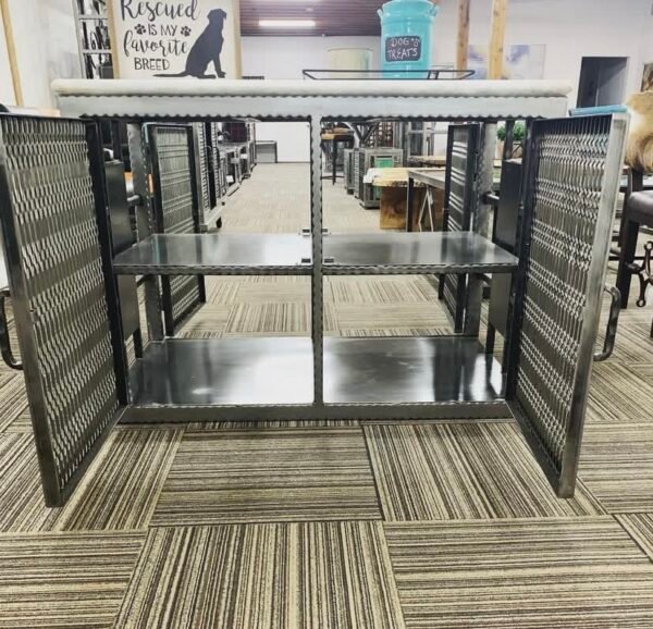 Custom Steel Table with Storage Cabinet