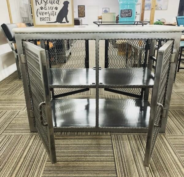 Custom Steel Table with Storage Cabinet