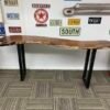 Custom Wooden Table with Metal Legs + 2 Stools