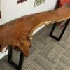 Custom Wooden Table with Metal Legs + 2 Stools