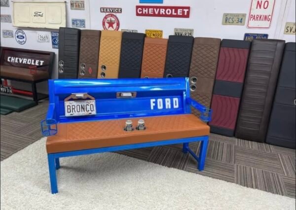 Custom Blue & Brown Ford Bronco  Bench