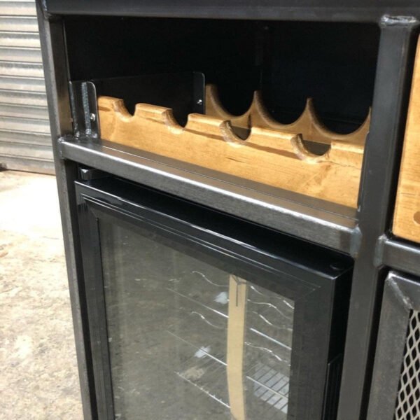 Custom Metal Home Bar / Wine Cabinet with Mini Wine Fridge