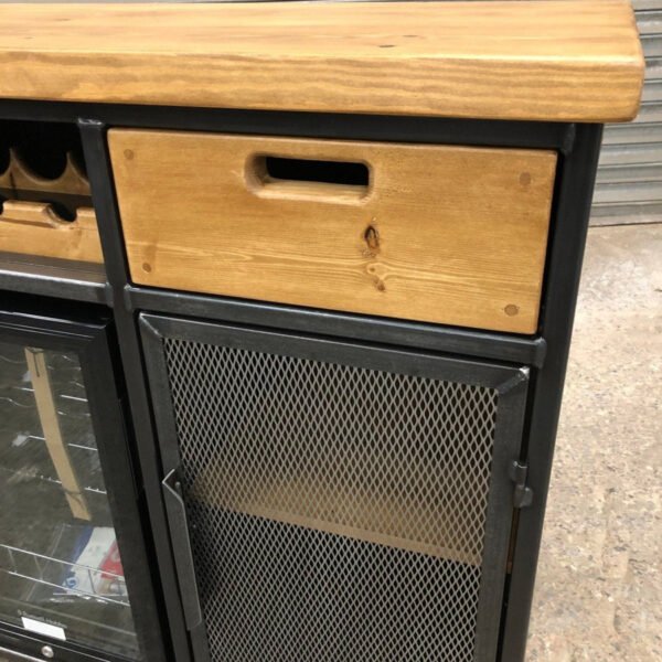 Custom Metal Home Bar / Wine Cabinet with Mini Wine Fridge