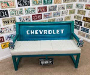 Custom Teal Chevrolet Bench