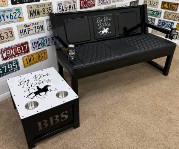 Custom Black "Big Black Stables" Bench & Table Set