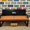 Custom Black Ford Bench with Orange Upholstery