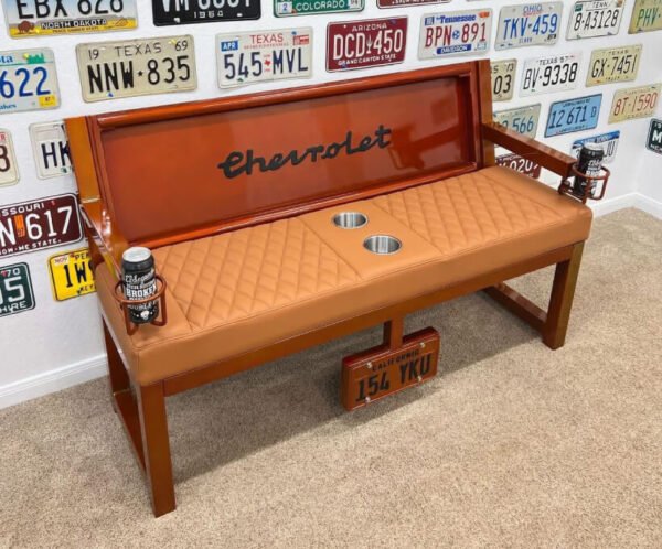 New Project (85) (1) Custom Orange Chevrolet Bench with Quilted Seat