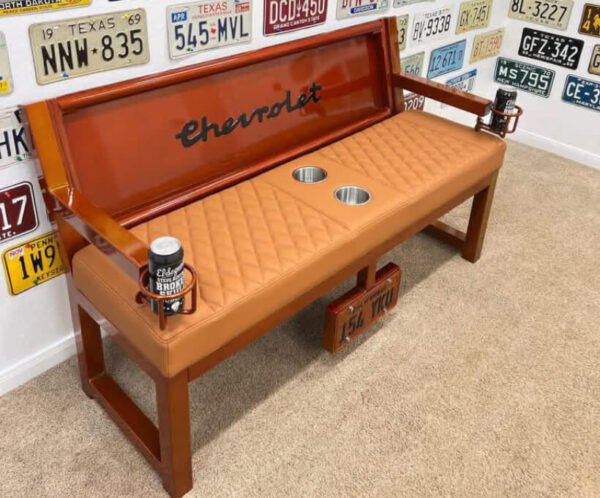New Project (87) (1) Custom Orange Chevrolet Bench with Quilted Seat