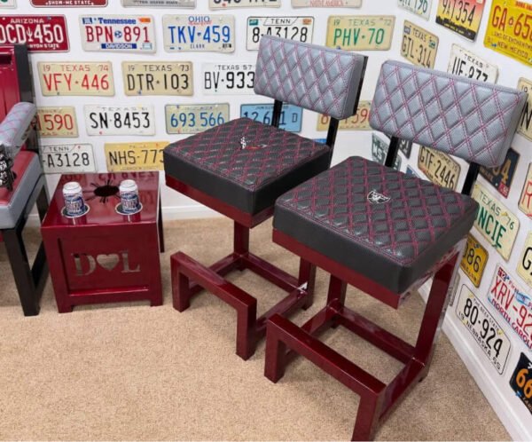 Custom Red Corvette Furniture Set – Bench, Stools, Console & Tables