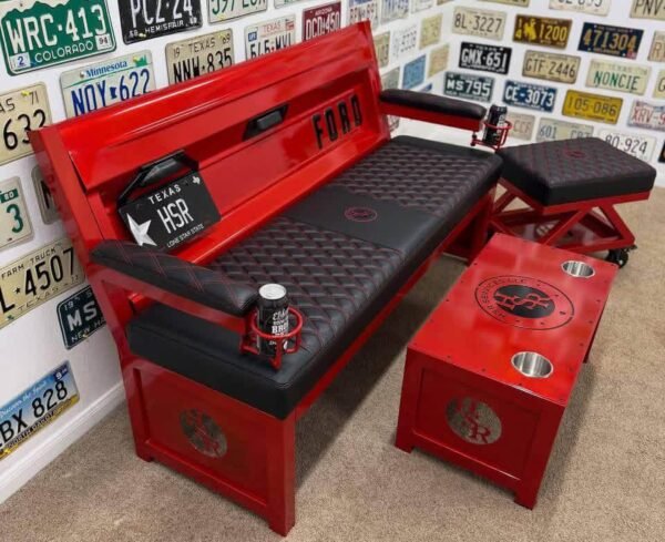 Custom Red Ford HSR Bench Set with Table & Stool