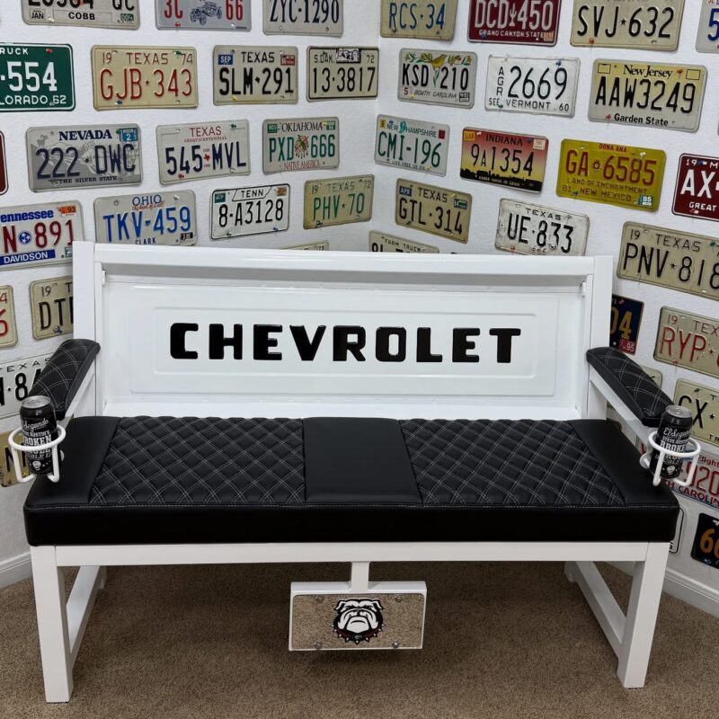 Custom White & Black Chevrolet Bench