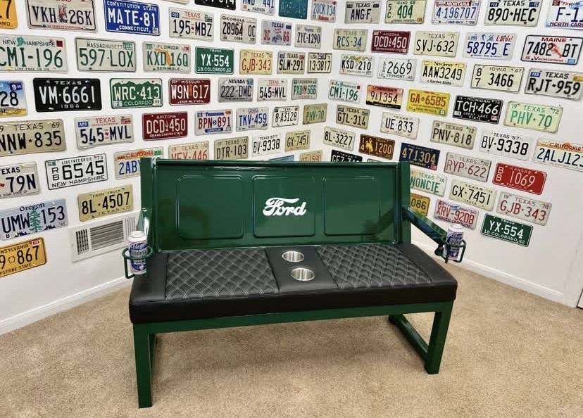 Custom Green & Black Ford Bench