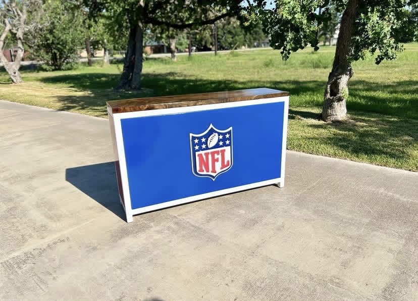 Custom NFL Storage Cabinet with Chairs - Image 9
