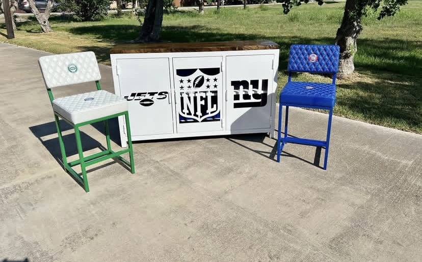 Custom NFL Storage Cabinet with Chairs - Image 7