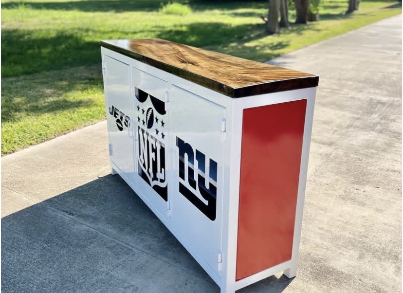Custom NFL Storage Cabinet with Chairs - Image 8