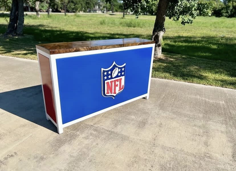 Custom NFL Storage Cabinet with Chairs - Image 3