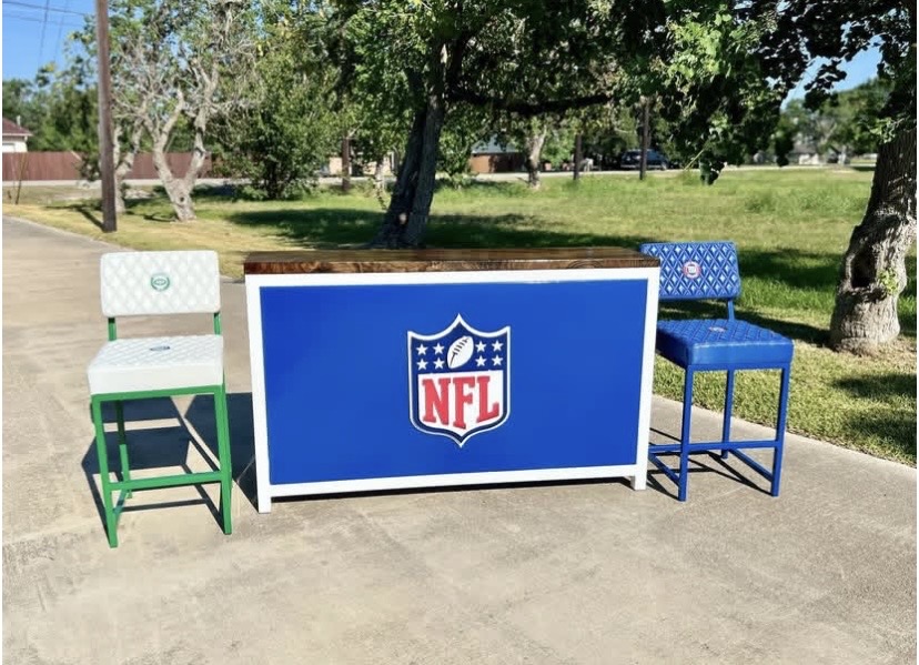 Custom NFL Storage Cabinet with Chairs - Image 10